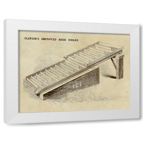 Clintons Improved Beer Cooler White Modern Wood Framed Art Print by Inventions