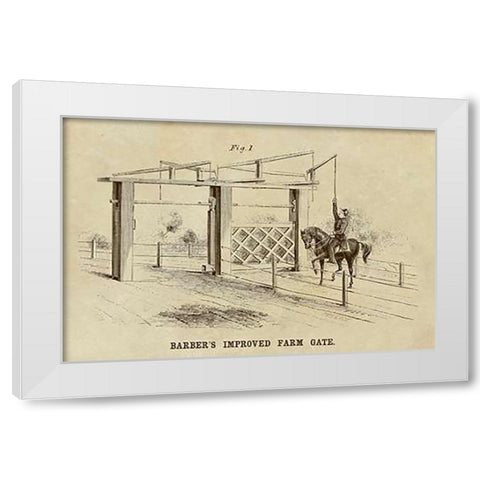 Barbers Improved Farm Gate White Modern Wood Framed Art Print by Inventions
