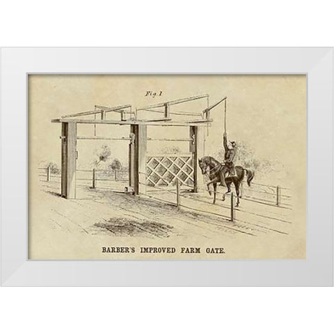 Barbers Improved Farm Gate White Modern Wood Framed Art Print by Inventions
