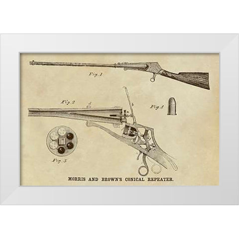 Morris and Browns Conical Repeater White Modern Wood Framed Art Print by Inventions