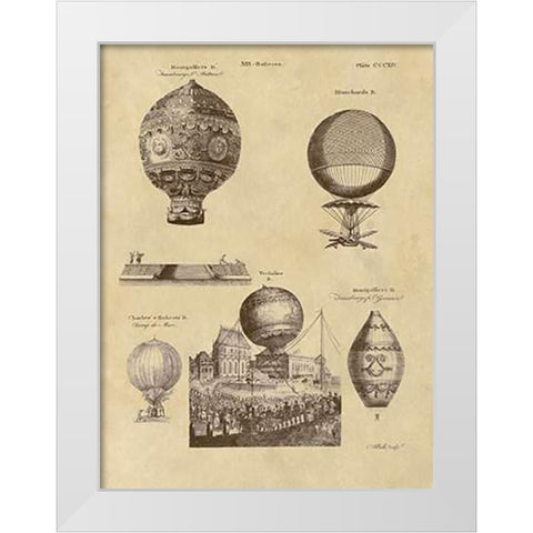 Air Balloons White Modern Wood Framed Art Print by Inventions