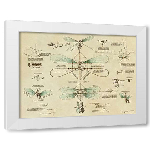 Airborne Bicycle White Modern Wood Framed Art Print by Inventions