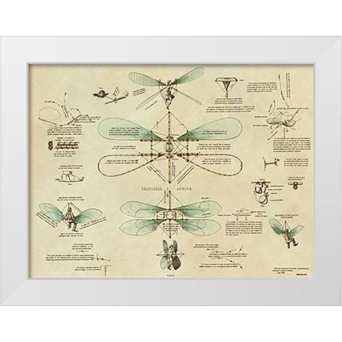 Airborne Bicycle White Modern Wood Framed Art Print by Inventions