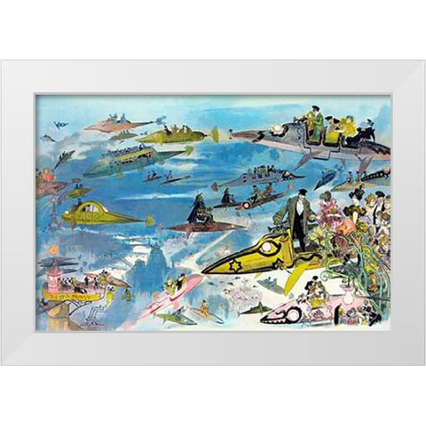 Futuristic Look at Air Travel in the Year 2000 White Modern Wood Framed Art Print by Inventions