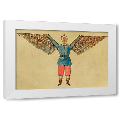 Man with Wings White Modern Wood Framed Art Print by Inventions