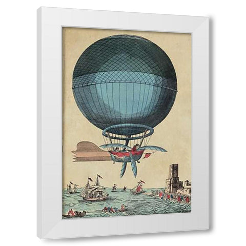 Cross the English Channel in a Balloon White Modern Wood Framed Art Print by Inventions