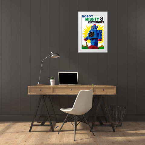 Robot Mighty 8 with Magic Color White Modern Wood Framed Art Print by Retrobot