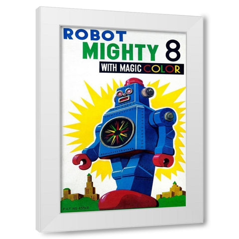Robot Mighty 8 with Magic Color White Modern Wood Framed Art Print by Retrobot
