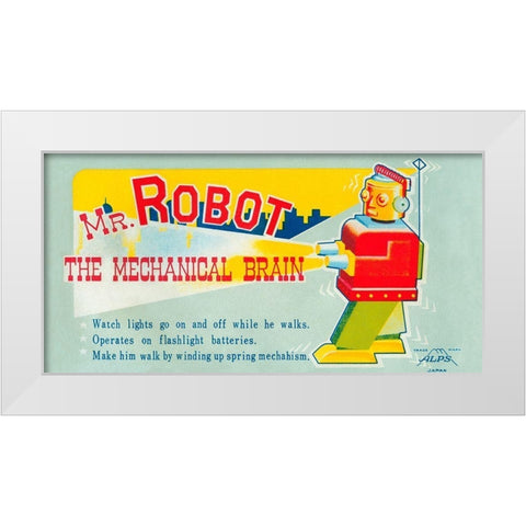 Mr. Robot: The Mechanical Brain White Modern Wood Framed Art Print by Retrobot