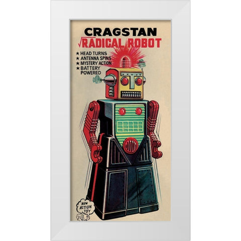 Cragstan Radical Robot White Modern Wood Framed Art Print by Retrobot