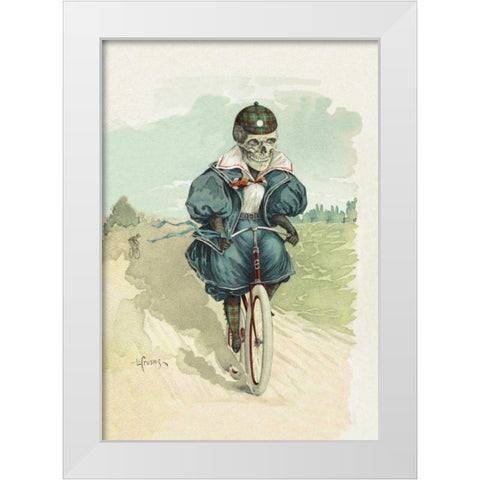 Death Saves on Bus Fare White Modern Wood Framed Art Print by Frusius