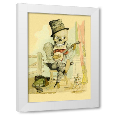 Death Picks a Tune White Modern Wood Framed Art Print by Frusius
