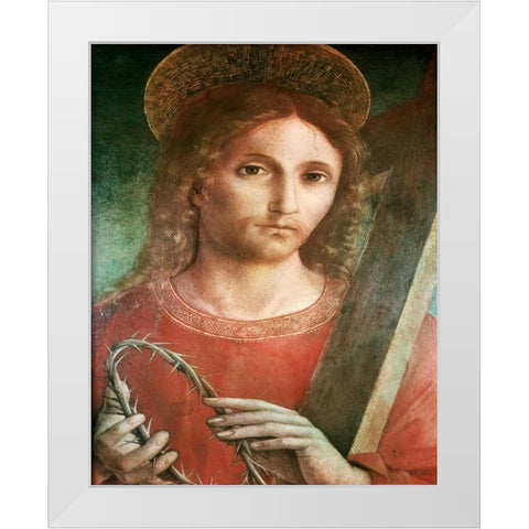 Jesus With Cross and Crown of Thorns - custom crop White Modern Wood Framed Art Print by Pacchiarotto, Giacomo