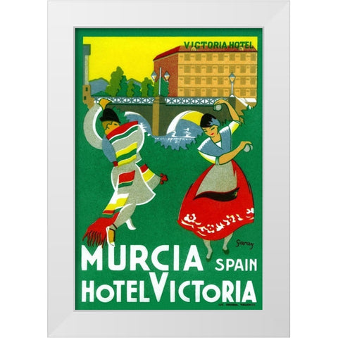 Murcia Hotel - Valencia Spain White Modern Wood Framed Art Print by Retrotravel