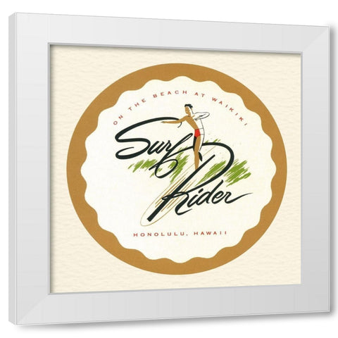 Surf Rider White Modern Wood Framed Art Print by Retrotravel