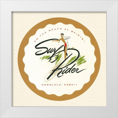 Surf Rider White Modern Wood Framed Art Print by Retrotravel