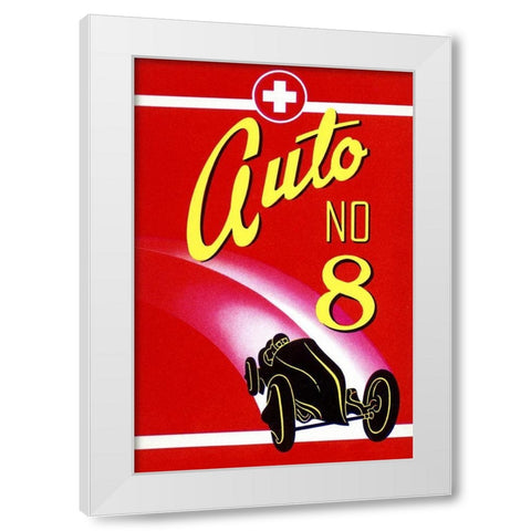 Auto No. 8 White Modern Wood Framed Art Print by Retrotravel