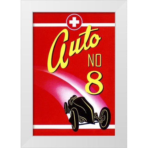 Auto No. 8 White Modern Wood Framed Art Print by Retrotravel