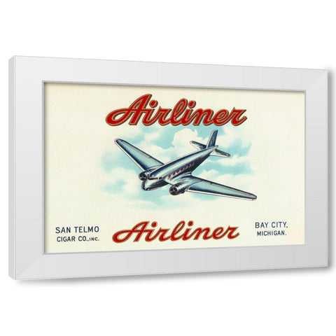 Airliner Brand Cigars White Modern Wood Framed Art Print by Retrotravel