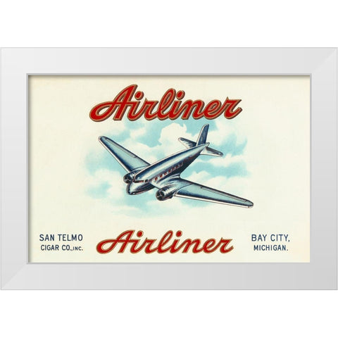 Airliner Brand Cigars White Modern Wood Framed Art Print by Retrotravel
