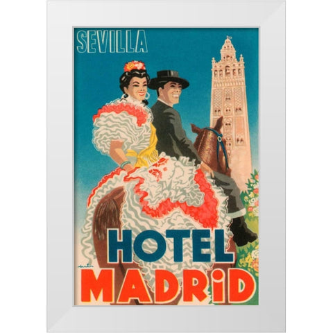 Hotel Madrid White Modern Wood Framed Art Print by Retrotravel
