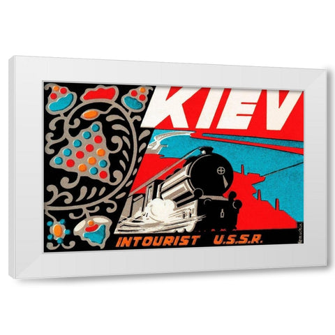 Kiev - Intourist U.S.S.R. White Modern Wood Framed Art Print by Retrotravel