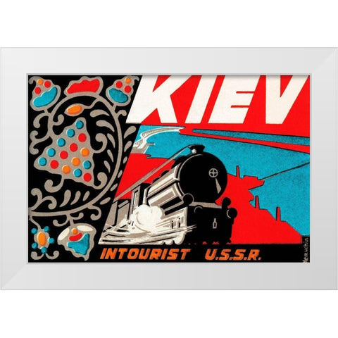 Kiev - Intourist U.S.S.R. White Modern Wood Framed Art Print by Retrotravel