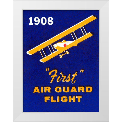 1908 First Air Guard Flight White Modern Wood Framed Art Print by Retrotravel
