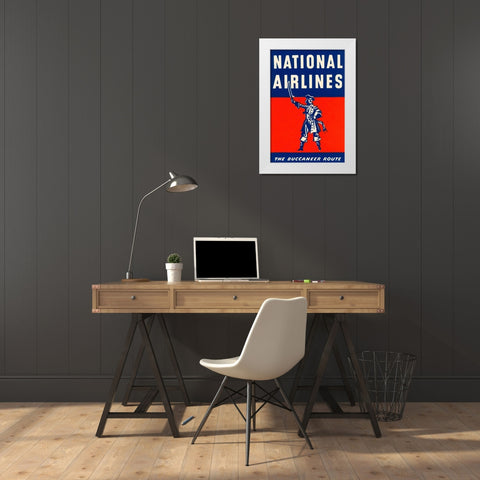 Nation Airlines - The Buccaneer Route White Modern Wood Framed Art Print by Retrotravel