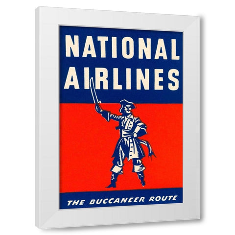 Nation Airlines - The Buccaneer Route White Modern Wood Framed Art Print by Retrotravel