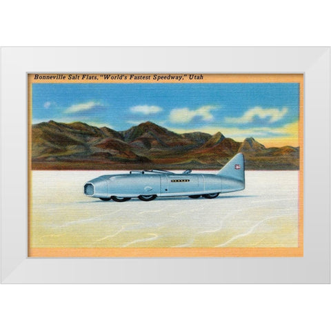 Worlds Fastest Speedway White Modern Wood Framed Art Print by Retrotravel
