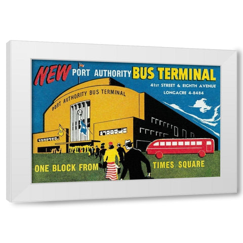 New Port Authority Bus Terminal White Modern Wood Framed Art Print by Retrotravel