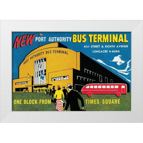 New Port Authority Bus Terminal White Modern Wood Framed Art Print by Retrotravel