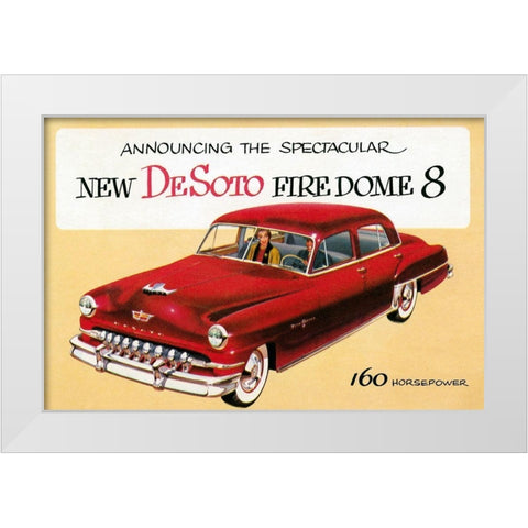 New DeSoto Firedome 8 White Modern Wood Framed Art Print by Retrotravel