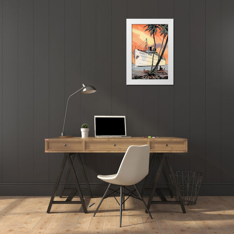 City of Honolulu White Modern Wood Framed Art Print by Retrotravel