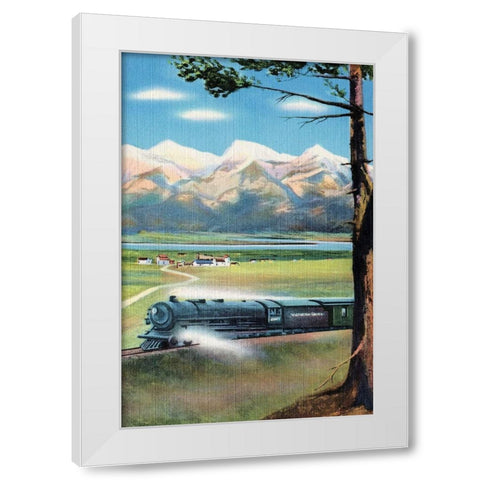 Northern Pacific Scenic Route White Modern Wood Framed Art Print by Retrotravel