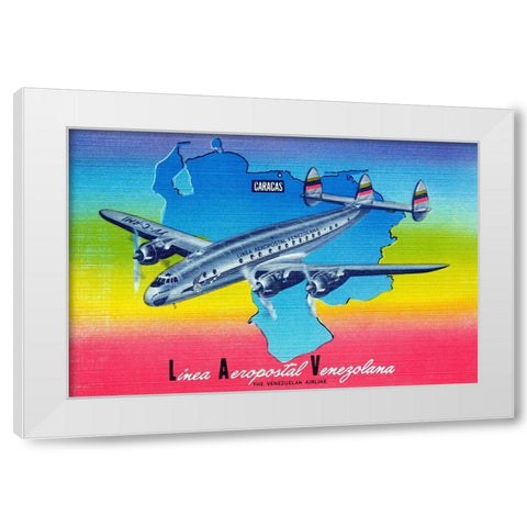 Linea Aeropostal Venezolana; The Venezuelan Airline White Modern Wood Framed Art Print by Retrotravel