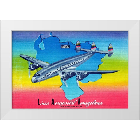 Linea Aeropostal Venezolana; The Venezuelan Airline White Modern Wood Framed Art Print by Retrotravel
