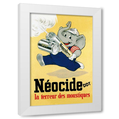 Neocide DDT - La Terreur des Moustiques White Modern Wood Framed Art Print by Vintage Elephant