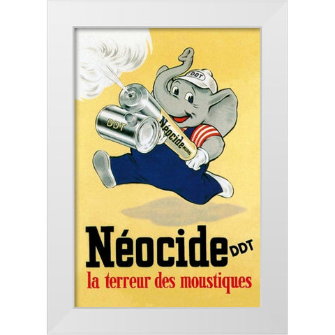 Neocide DDT - La Terreur des Moustiques White Modern Wood Framed Art Print by Vintage Elephant
