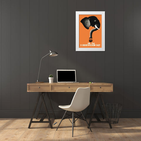 Have You Been to the Zoo? White Modern Wood Framed Art Print by Vintage Elephant