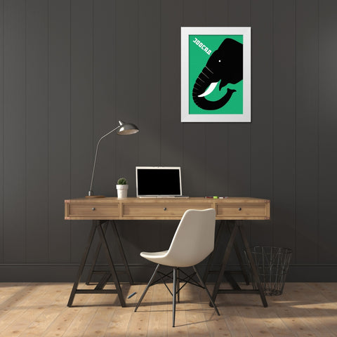 The Zoo - Elephant White Modern Wood Framed Art Print by Bulanov, Dmitrii