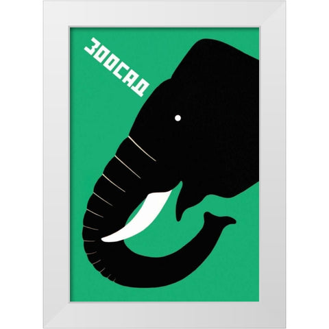 The Zoo - Elephant White Modern Wood Framed Art Print by Bulanov, Dmitrii