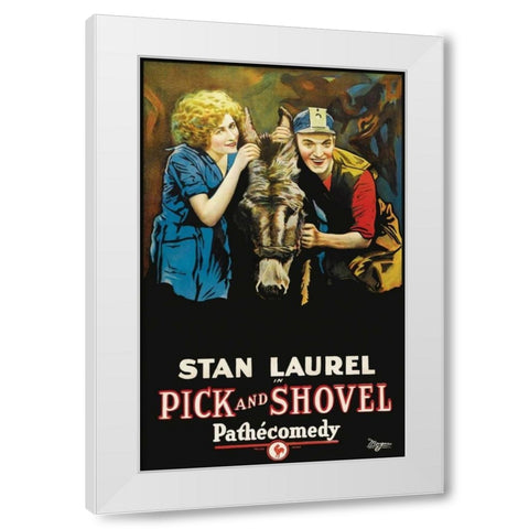 Movie Poster: Stan Laurel in Pick and Shovel White Modern Wood Framed Art Print by Pathecomdey
