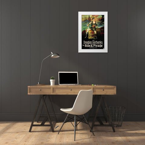 Movie Poster: Douglas Fairbanks - The Black Pirate White Modern Wood Framed Art Print by Illustrator, Unknown 20th Century American