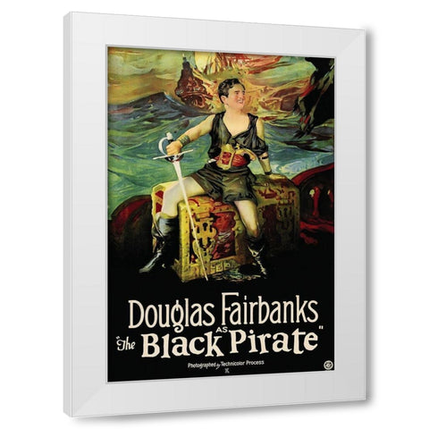 Movie Poster: Douglas Fairbanks - The Black Pirate White Modern Wood Framed Art Print by Illustrator, Unknown 20th Century American