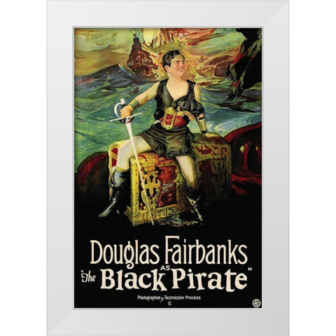 Movie Poster: Douglas Fairbanks - The Black Pirate White Modern Wood Framed Art Print by Illustrator, Unknown 20th Century American