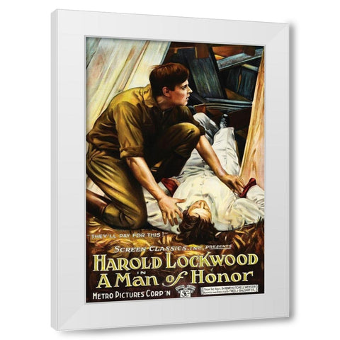 Movie Poster: Harold Lockwood - A Man of Honor White Modern Wood Framed Art Print by Illustrator, Unknown 20th Century American