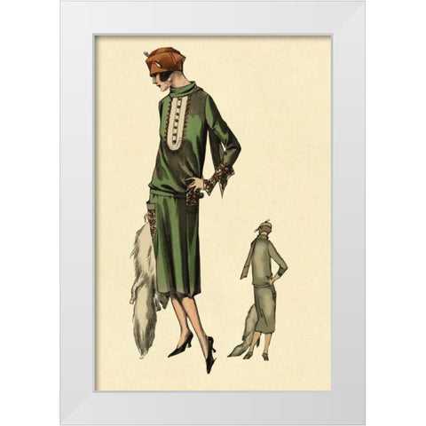 With Stole White Modern Wood Framed Art Print by Vintage Fashion