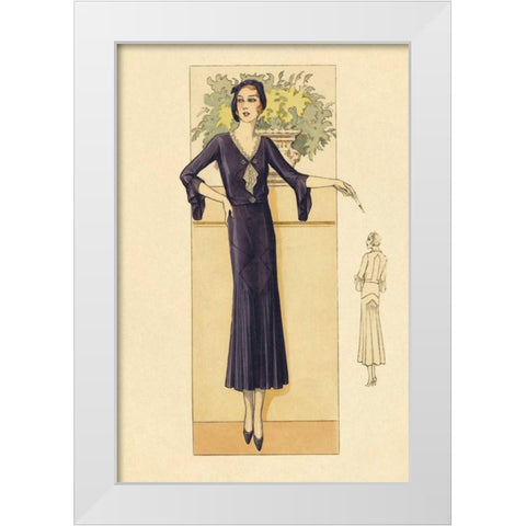Daytime Dress in Navy White Modern Wood Framed Art Print by Vintage Fashion